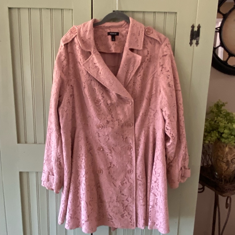 Torrid Pink Lace Pea Coat XXL